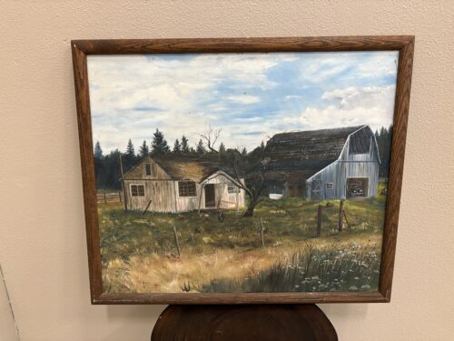 Original Barn Painting in Wooden Frame