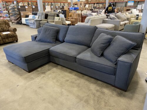 Dark Grey Square Arm 2 Piece L-Shaped Sectional Sofa