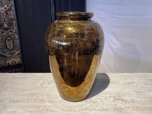 Vintage Ceramic Pottery Vase in Molted Onyx