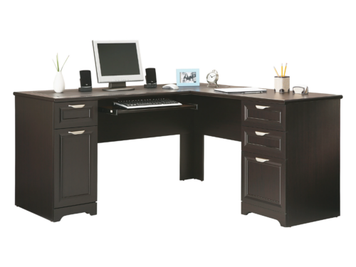 NEW! REAL SPACE  Magellan L-Shape Corner Computer Desk in Espresso Brown