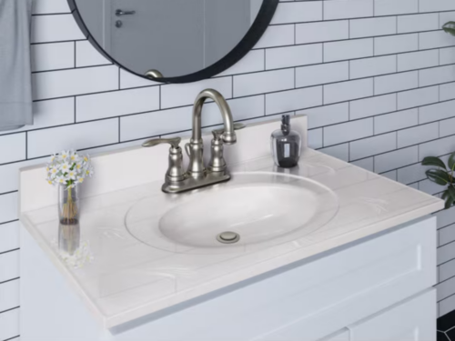 HD SUPPLY Modular Vanity Tops 37 X 22" Solid White Cultured Marble Vanity Top And Bowl