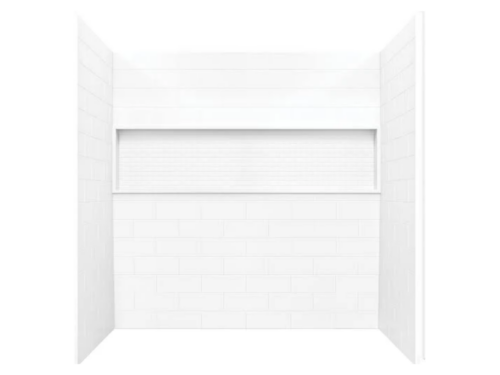 NEW! MAAX NexTile 60-in W x 30-in D x 74-in H White 4 -Piece Direct to Stud Alcove Shower wall surround
