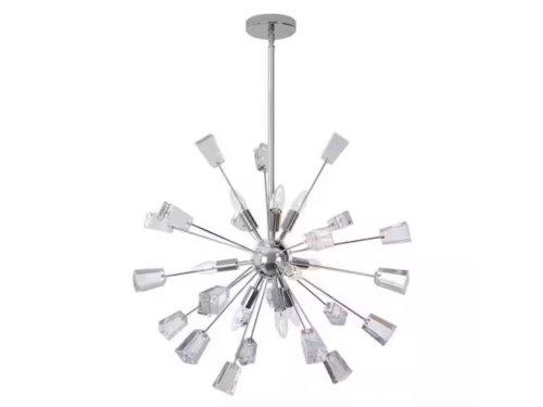 DÉCOR LIGHTING Chrome & Crystal Sputnik 9-Light Chandelier