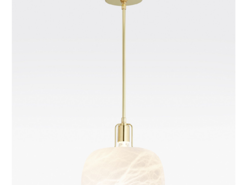 REJUVENATION  Dekum 11" Pendant Light in Aged Brass with Alabaster Shade