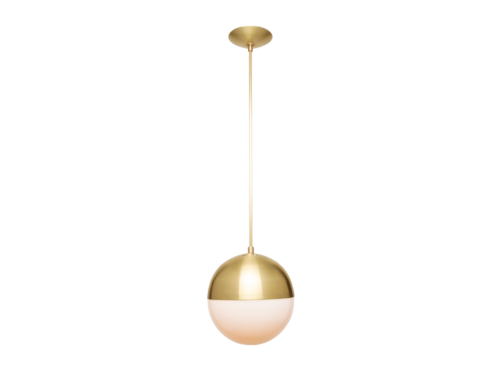 REJUVENATION Palo Alto 8" Round Pendant Light in Brushed Satin with White Globe Shade