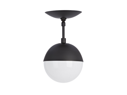 REJUVENATION Palo Alto 8" Semi-Flush Pendant Light in Oil Rubbed Bronze with White Globe Shade