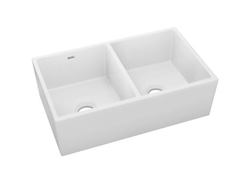 NEW! ELKAY 33" Farmhouse Double Basin Fireclay Kitchen Sink Model #HDDB3318FC