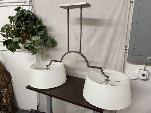 QUOIZEL Double Shade Brushed Nickel Flush Light Fixture