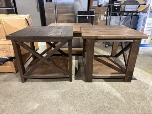 Rustic Farmhouse X-Frame Side Table ( Set of 2 )