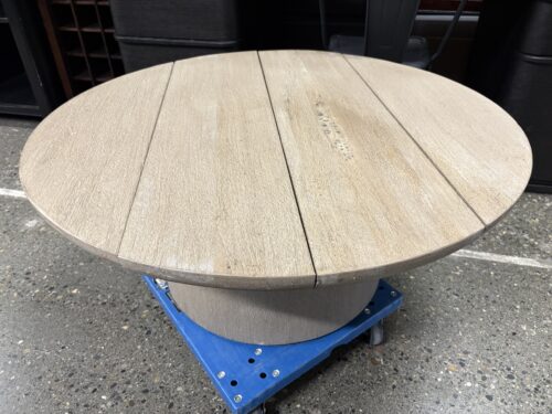 RESTORATION HARDWARE Oslo Weathered Teak Round Coffee Table