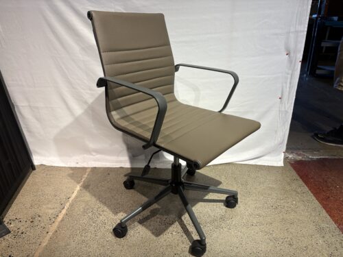 MCM Style Tan Leather Adjustable Office Chair