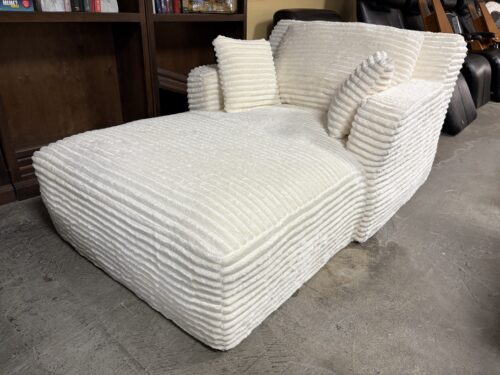 Ivory Ribbed Fabric Chaise Lounger
