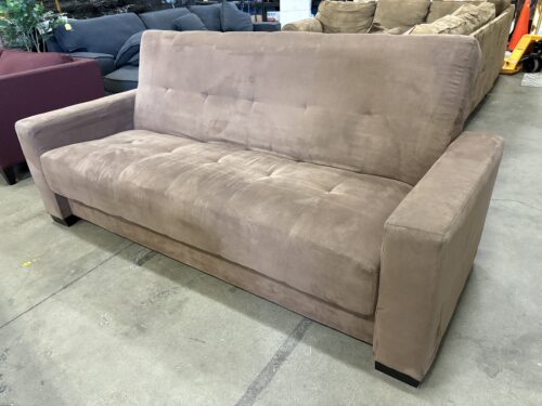 Cocoa Brown Square Arm Futon with Under Seat Storage