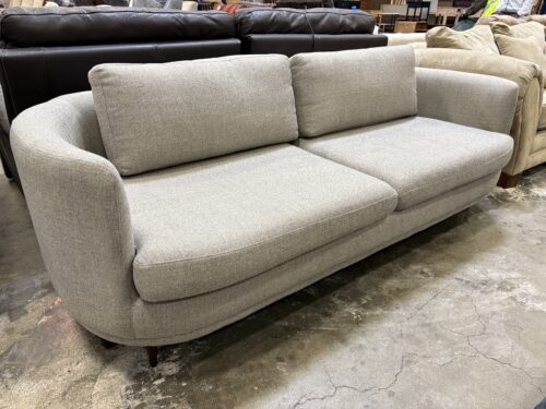 SOFA COMPANY Stone Grey Wide Seat Curved Arm Sofa with Tapered Wooden Feet