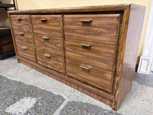 Light Brown Transitional 9-Drawer Low Dresser