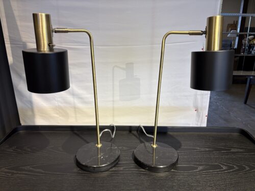 Black and Gold Adjustable Table Lamp with Marble Base  (Set of 2)