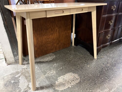 Blonde Minimal Writing Desk w/ 2 Drawers