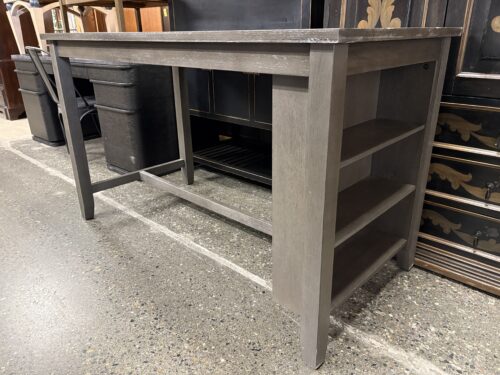 Grey Rectangular Countar Table w/ Side Storage Shelves