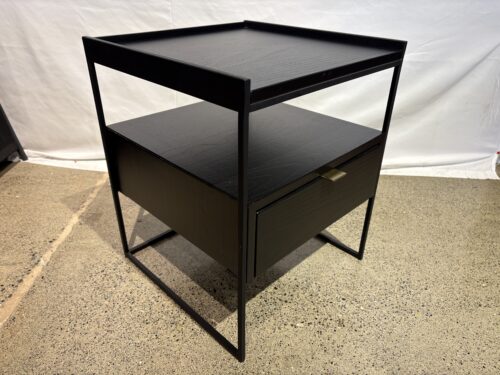 Modern Industrial Style Black 1-Drawer Nightstand