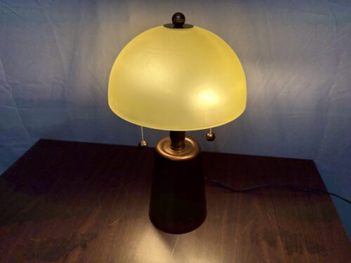 Brass Base Mushroom Lamp w/ Semi Opaque Amber Shade