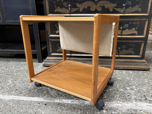 Vintage Danish Teak Rolling Magazine Table