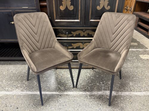 Chocolate Velvet Chevron Back Dining Chair (Set of 2)