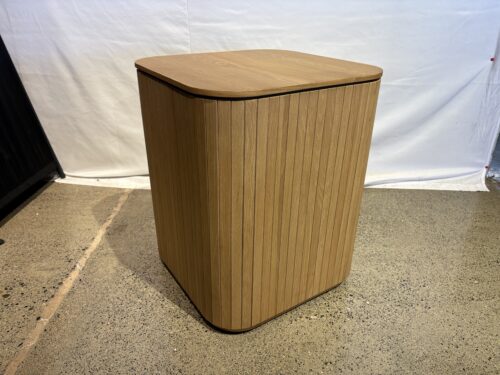 Modern Solid Oak Slatted End Table