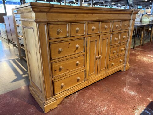 Rustic Farmhouse 12-Drawer Dresser with Mirror