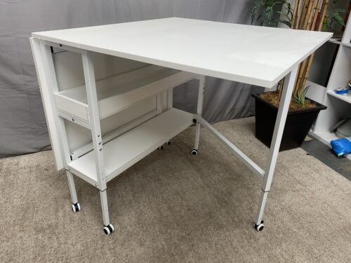 White Rolling Extendable Craft/ Sewing Table