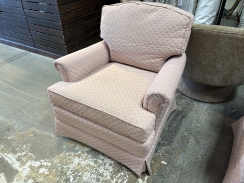 DREXEL Pink Scalloped Diamond Upholstered Skirted Arm Chair