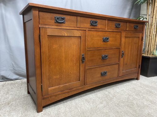 BASSETT Mission Style Oak 7-Drawer Sideboard