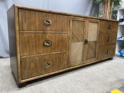 DIXIE Chevron Vintage Mid-Century 9-Drawer Lowboy Dresser