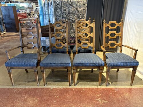 Vintage Spanish Mediterranean Style Ladder Black Chairs ( Set of 6 )