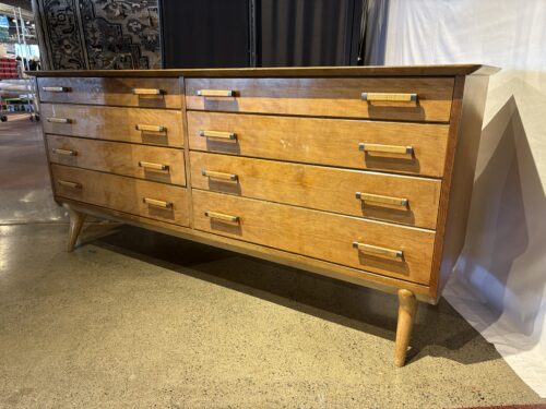 JOHNSON FURNITURE CO. Vintage Mid-Century Modern Solid Wood Lowboy Dresser