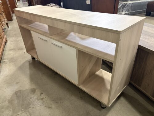 Modern Light Wash Veneer Media Console
