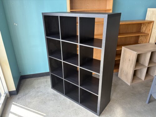 IKEA Kallax Black Modern 12 Cube Organizer Bookcase