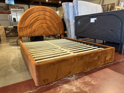 MODWAY Solana Queen Size Performance Velvet Platform Bed in Rust