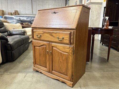 Vintage Wooden Fold Out Secretary Desk with Storage