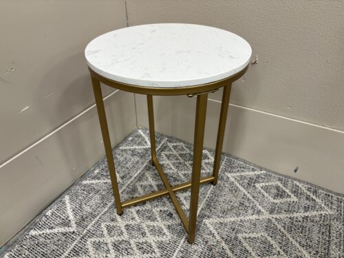Petite Marble Top Accent Table with Brass Legs