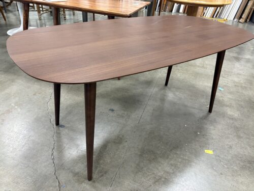 MCM Style Dark Finish Oval Wooden Dining Table