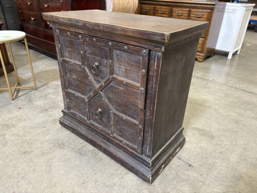 Rustic Wooden 2 Drawer Nightstand with Nailhead Detail
