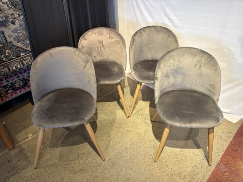 Modern Silver Velvet Dining Chairs (Set of 4)