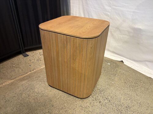Modern Slatted End Table in Natural Oak