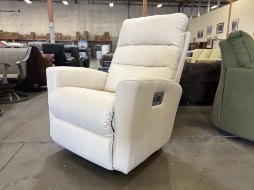 LA-Z-BOY Sleek Ivory Leather Power Recliner