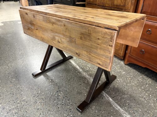 Rustic Wooden Drop-Leaf Rectangular Dining Table