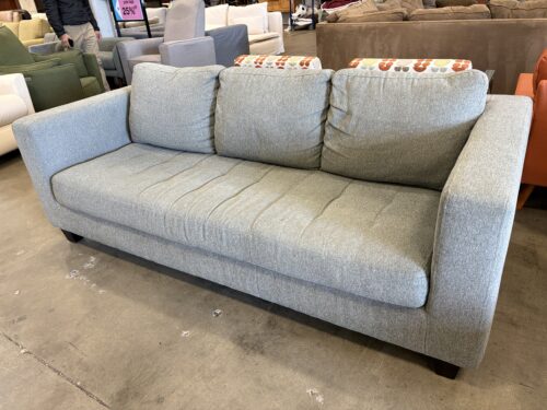 Modern Square Arm Wide Seat Sofa with Dark Wooden Feet