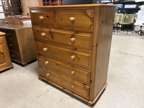 Natural Finish Traditional 6-Drawer Tall Dresser