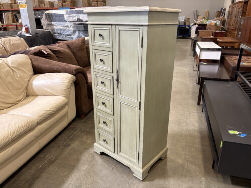 Tall Rustic Farmhouse Sage Green 6 Drawer Storage Cabinet