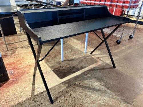 Contemporary Black Office Desk with Top Shelf