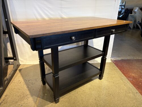 Black Two Tone Farmhouse 3-Tier Kitchen Island